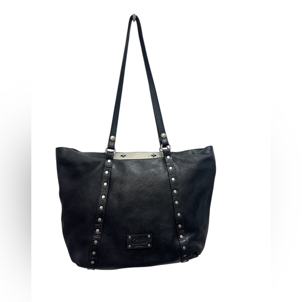 Patricia Nash Benvenuto Black Leather Studded Tote Bag